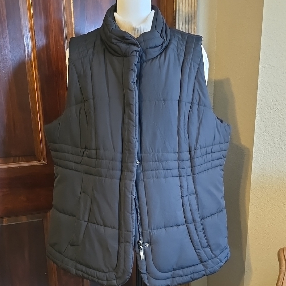 Women's Black Quilted Vest with High Collar NWOT